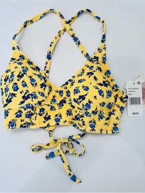 Jessica Simpson Summer Yellow Floral Bikini Swim Top NWT